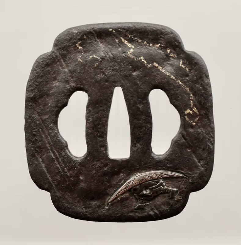 Design of a Figure with Umbrella in a Thunderstorm