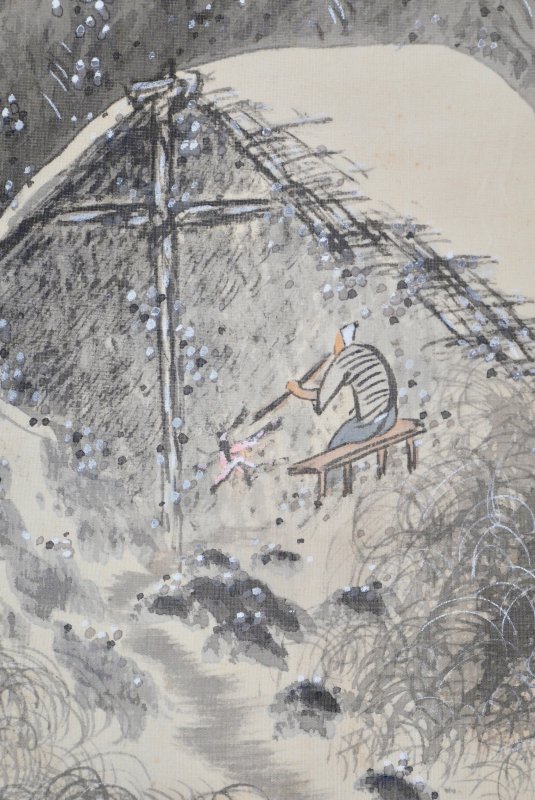 深山雪中山樵図