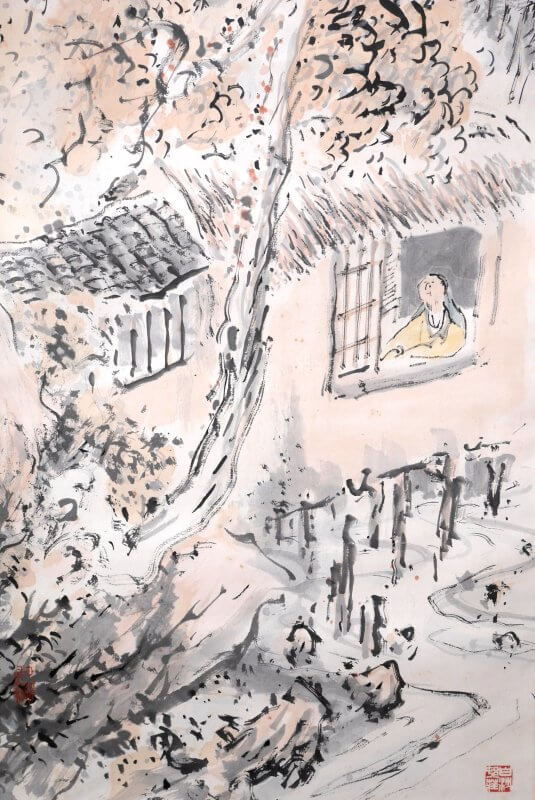 秋山独居図